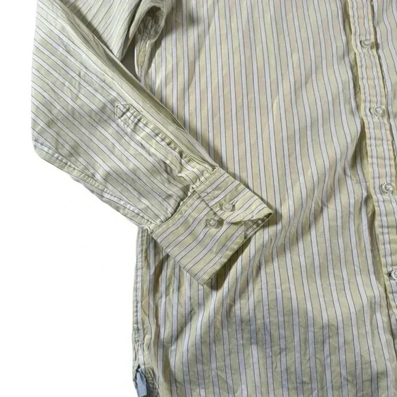 Tommy Hilfiger Men's M Yellow Striped 80's 2 Ply Cotton Long Sleeve Shirt - Picture 2 of 11